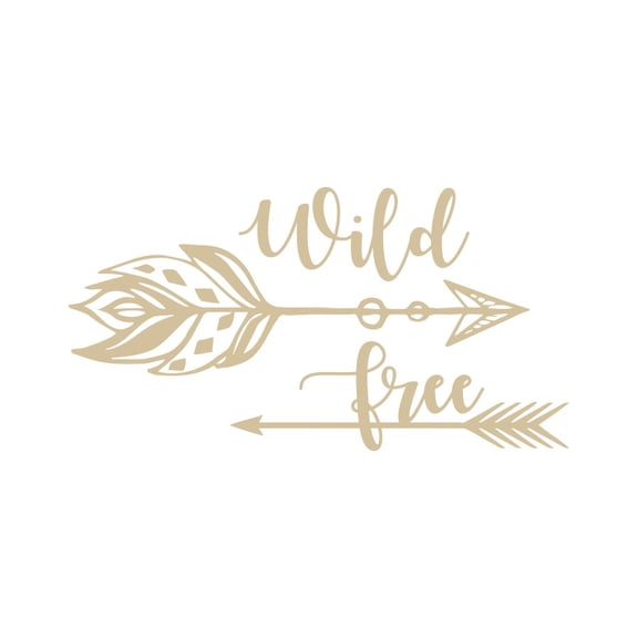 Wild and Free Wall Quote Decal Arrow Vinyl Sticker Rustic Nursery Wall Decor F9 (beige)