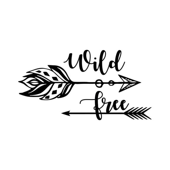Wild and Free Wall Quote Decal Arrow Vinyl Sticker Rustic Nursery Wall Decor F9 (black)