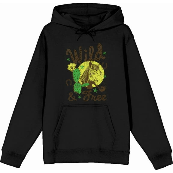 Wild and Free Western Icons Adult Black Long Sleeve Hoodie-Medium