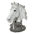 thumbnail image 1 of Wild and Free White Stallion Equine Horse Bust On Rocky Pillar Base Figurine, 1 of 9