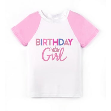 Wild and Happy Birthday Girl T-Shirt Princess Party Short Sleeve for Toddler Girl 5T