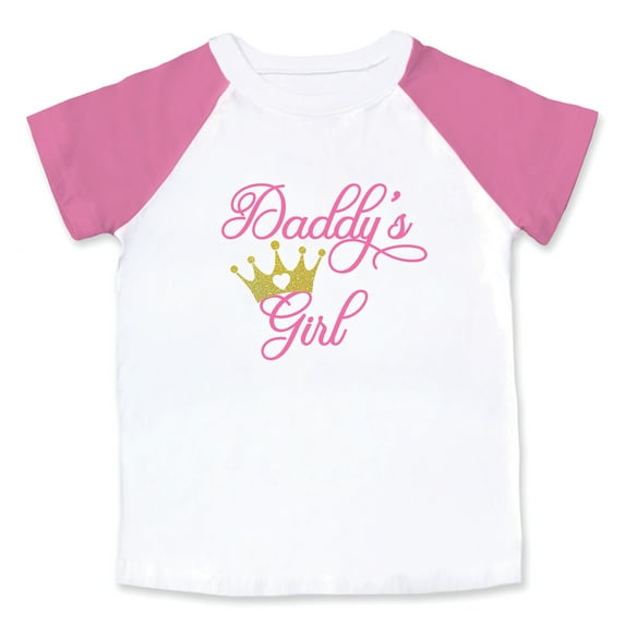 Wild and Happy Daddys Girl Valentines Day Shirt T-Shirt Pink Toddler 4T