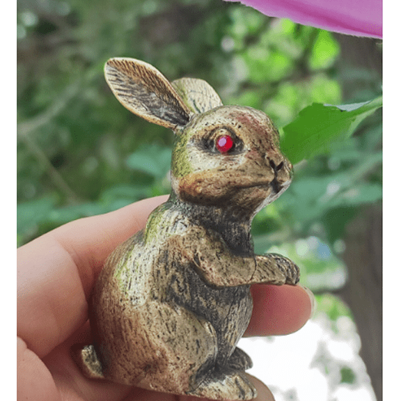 Wild anmimal sculpture, small rabbit Zodiac rabbit Mini miniature Collect Table Ornaments Copper art Ferocious Brass Zodiac rabbit statue 6