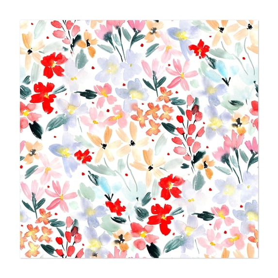 Wild flowers bloom in Florence - Painting Floral Watercolor Flowers Pattern Botanical Modern Art Summer Unframed Wall Art Print 18 x 18 inches