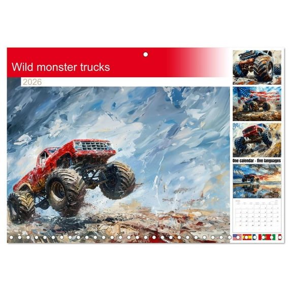 Wild monster trucks (Monthly Wall Calendar 2026 16.5 x 23.4 (open)), CALVENDO 14 Month Calendar