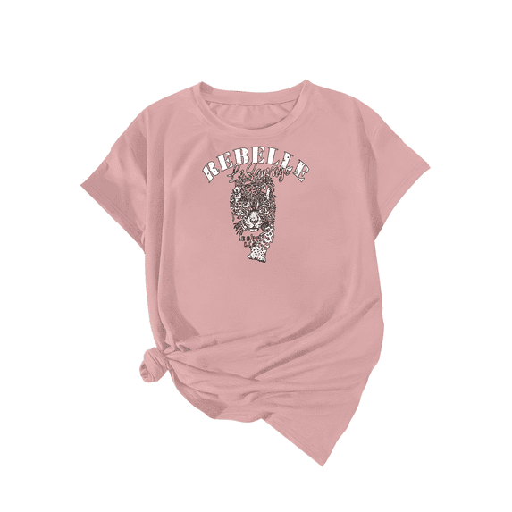 "Wild spirit" printed short sleeve T-shirt with leopard design