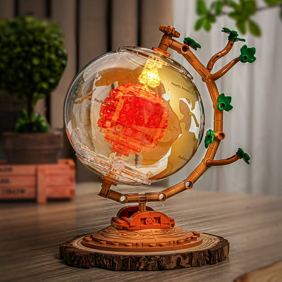 Wild thinking building blocks, glowing globe, building blocks, aerospace trendy toys, decorative items, puzzle assembly, Christmas gift