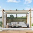 thumbnail image 1 of WildBreak 10 x 13 feet Outdoor Pergola, with Canopy and Side Mesh Screen, Beige & White, 1 of 7