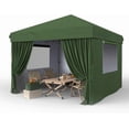 thumbnail image 1 of WildBreak 10 x10 feet Pop Up Canopy, with 4 Sidewalls, with One Button Push Setup - Green, 1 of 8