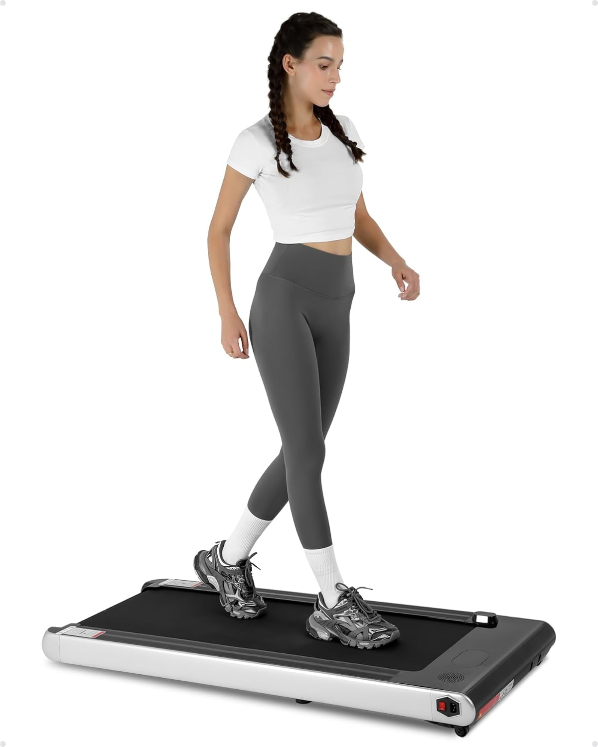 WildBreak 2.25 HP Walking Pad, Under Desk Treadmill, 43.5 x 16", No Assembly Needed, Silver & Black