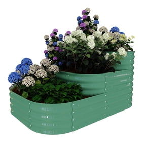 Riedhoff 3 Tiered Raised Garden Bed Kit, Galvanized Steel, 60.6 x 42.1 x 30.7 inch, Green