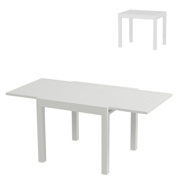 WildBreak 63“ Outdoor Patio Dining Table, Expandable, for 4-6 Person, Rectangular, White