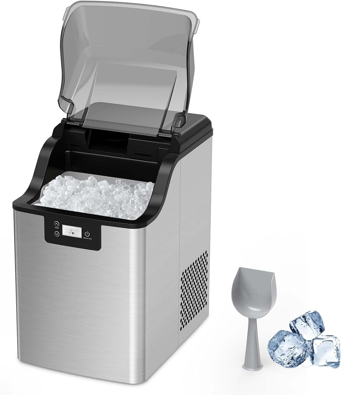 WildBreak Cube Ice Maker 195 Watts, for Chewable Ice, 13.2 x 9.5 x 15.4", Silver