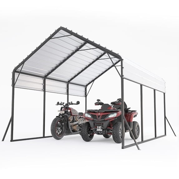 Riedhoff Metal Carport Shed 13' x 16' x 11' , Steel Heavy Duty Carport, 500 Lbs, Gray
