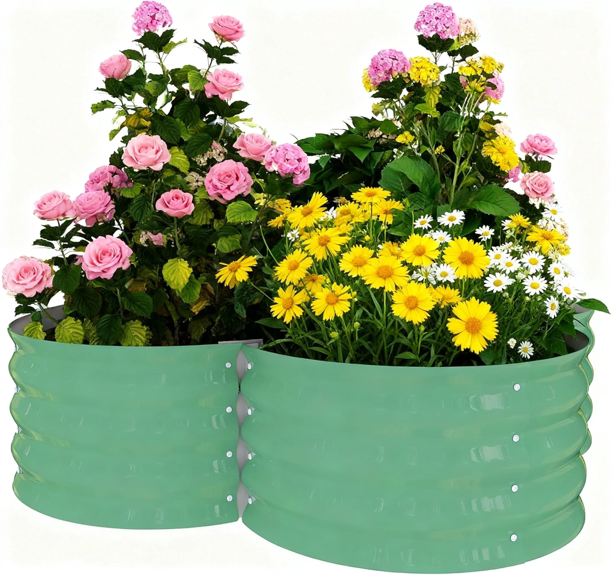 WildBreak Outdoor Raised Garden Bed Kits, Petal Shape, Metal Planter Box 47.6 x 47.6 x 11.8", Green