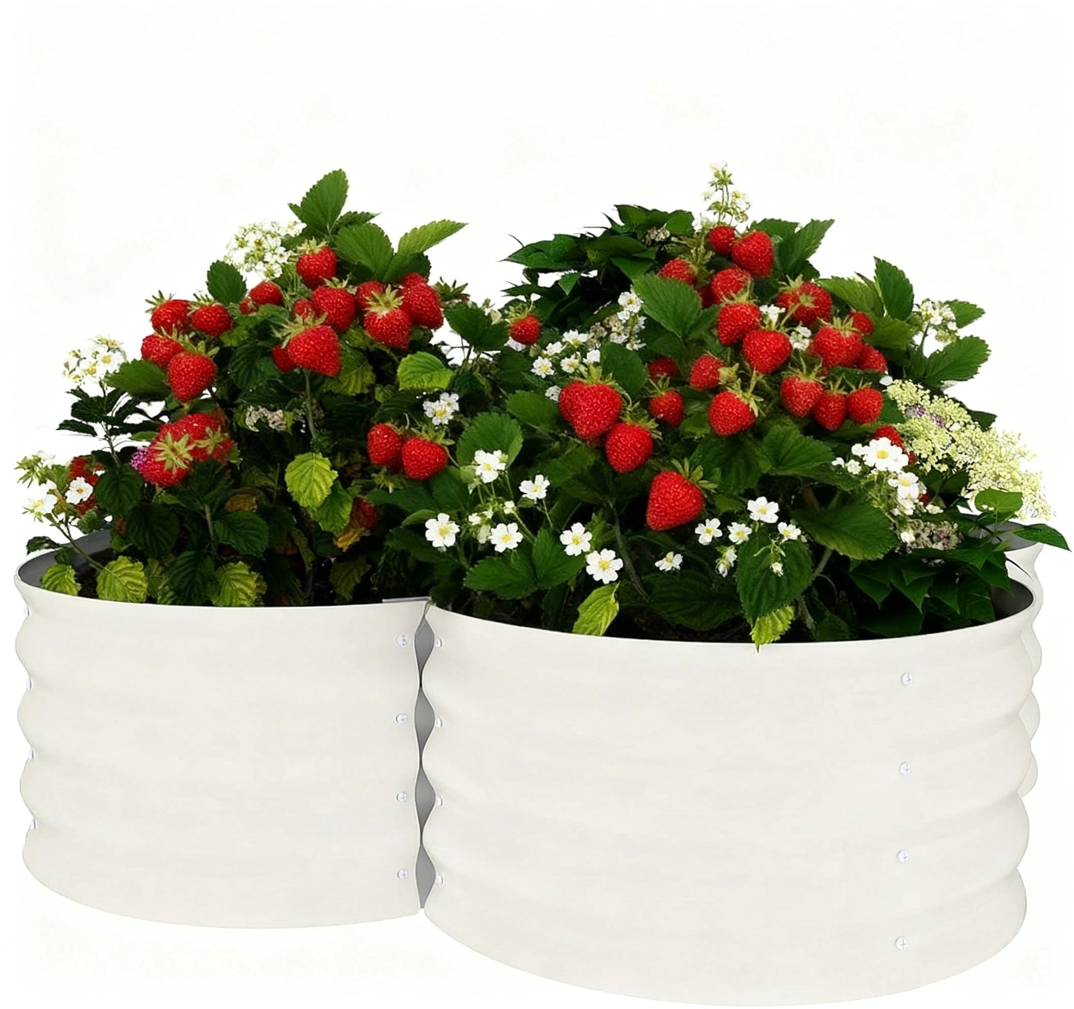 WildBreak Outdoor Raised Garden Bed Kits, Petal Shape, Metal Planter Box 47.6 x 47.6 x 11.8", Off-White