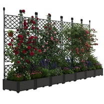 Riedhoff Planter Boxes Set with Trellises, 7 Planter Boxes &  7 Trellises, 115.74 x 16.2 x 62.99"