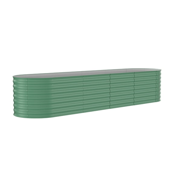 WildBreak Raised Garden Bed 8 x 2 x 2 feet, Galvanized Raised Plant Box, Green
