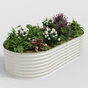 WildBreak Raised Garden Bed 8 x 4 x 2 feet, Galvanized Raised Plant Box, Beige