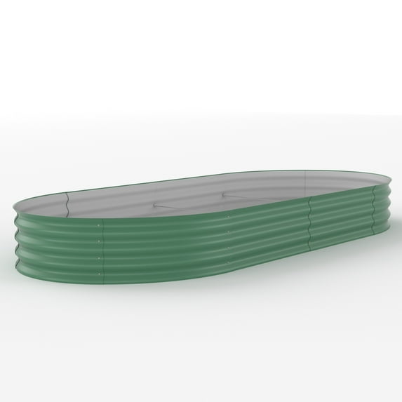 WildBreak Steel Raised Garden Bed, Oval Shape, 10 x 4 x 1.5 feet, 2 Pack, Green