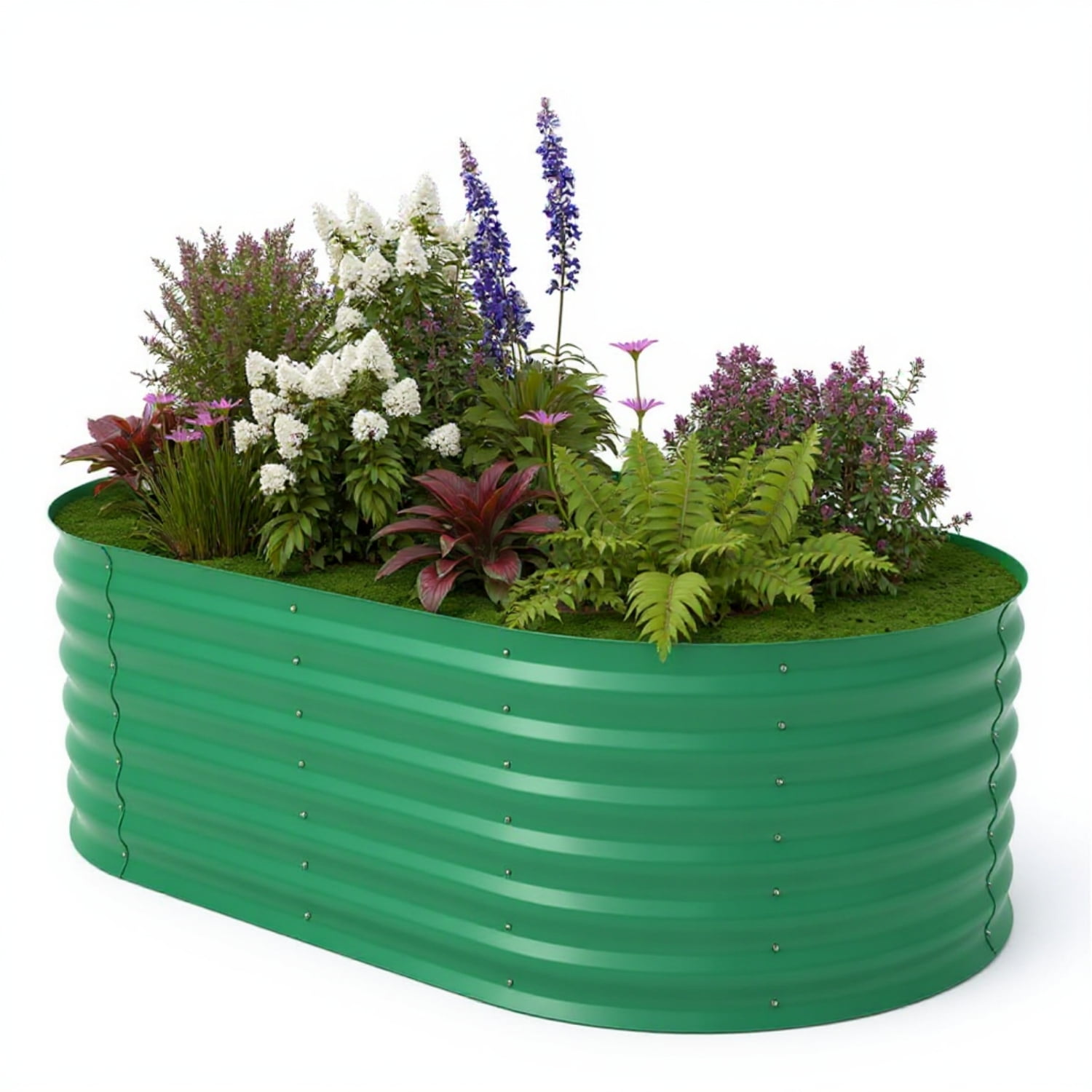 WildBreak Steel Raised Garden Bed, Oval Shape, 6 x 3 x 2 feet, 1 Pack, Green