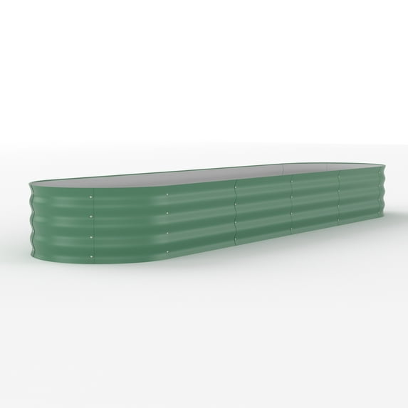 WildBreak Steel Raised Garden Bed, Oval Shape, 8 x 2 x 1.5 feet, 2 Pack, Green
