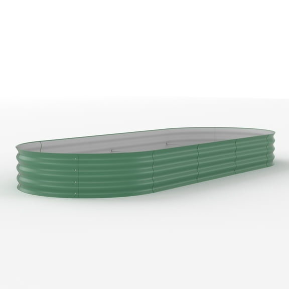 WildBreak Steel Raised Garden Bed, Oval Shape, 8 x 4 x 1.5 feet, 2 Pack, Green