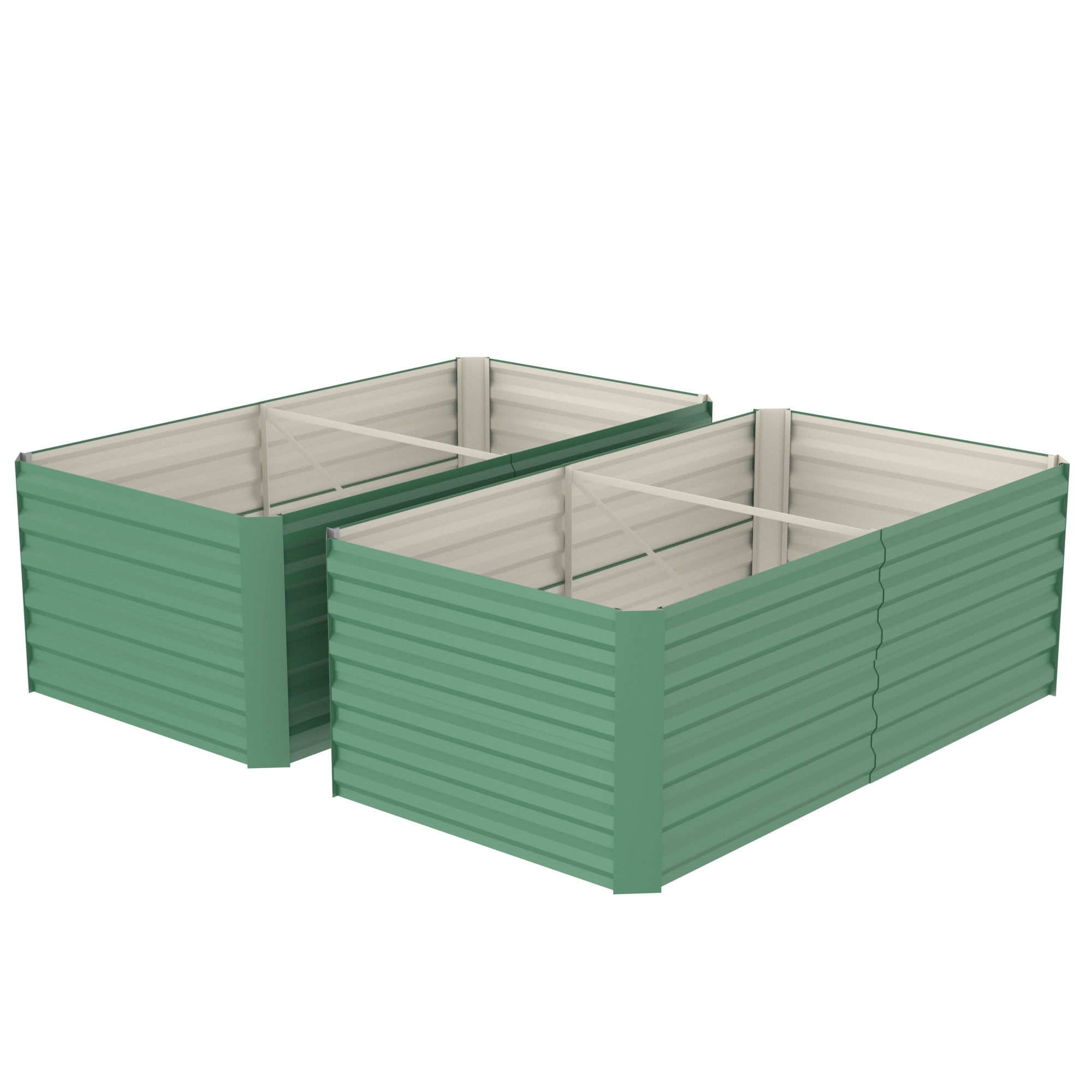 WildBreak Steel Raised Garden Bed, Square Shape, 8 x 4 x 2 feet, 2 Pack, Green