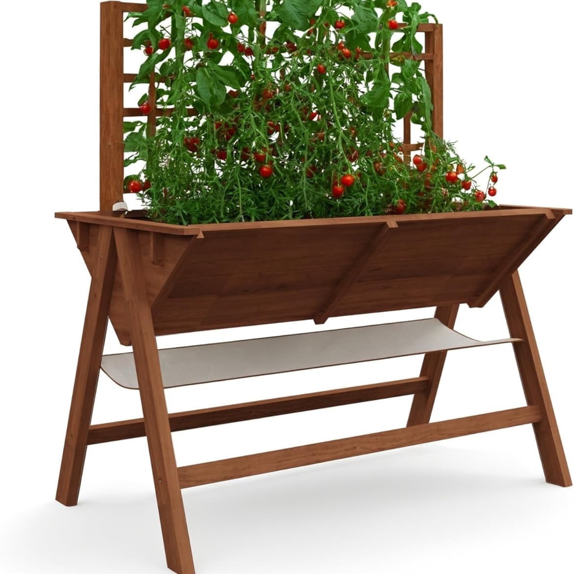 Riedhoff Wooden Raised Garden Bed with Legs, with Trellis, 51.18*29.52*54.5 inch, Brown