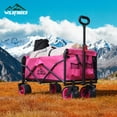 thumbnail image 1 of WildFinder Heavy Duty Foldable Wagon Cart with All-Terrain Wheels, 330lbs Capacity Portable Utility Wagon for Camping, Beach, Shopping and Outdoor Activities, Pink, 1 of 8