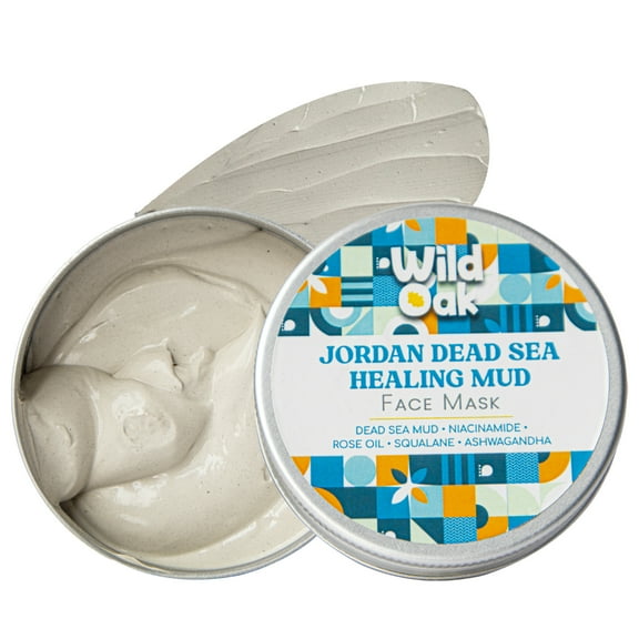 WildOak Dead Sea Healing Mud Clay Mask for Face & Body with 2% Niacinamide | 3.52 oz