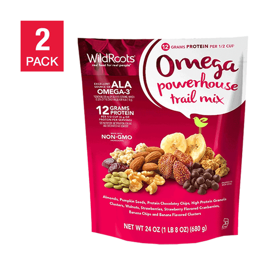 WildRoots Omega Powerhouse Trail Mix 2 Pack, 24 oz Each