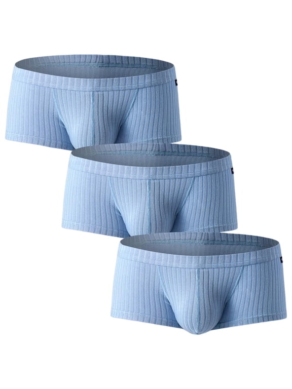Men Low Rise Boxer Briefs U Pouch Slim Fit Stretch Trunks, 3 Pack