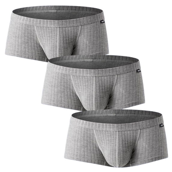 Men Low Rise Boxer Briefs U Pouch Slim Fit Stretch Trunks, 3 Pack
