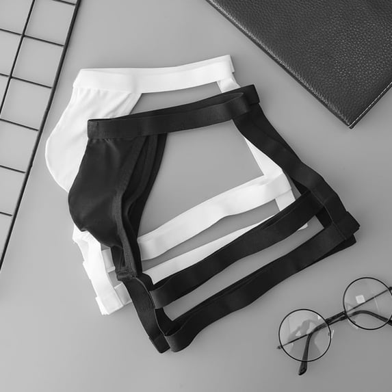 WildWatt Men Strappy Thong Underwear, 2-Pack Low Rise U Pouch Breathable Briefs Elastic Strap Design