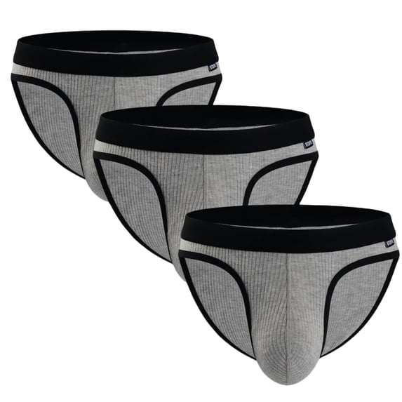 Mens Low Rise Bikini Briefs, Slim Fit, 3 Pack, Black White Grey