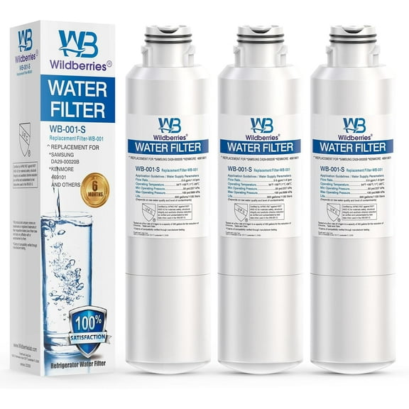 Wildberries DA29-00020B Refrigerator Water Filter Replacement for Samsung DA97-08006A, RS25J500DSR, RF23J9011SG, RF23J9011SR/AA, RF263TEAESG, RS25J500DSG, RF263BEAESR, HAF-CIN/EXP, RF28HFEDBSR, 3pack