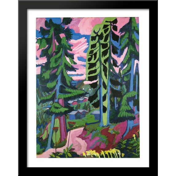 Wildboden Mountains Forest 28x36 Large Black Wood Framed Print Art by Ernst Ludwig Kirchner