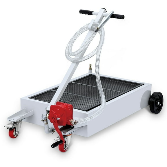 Wildbreak 15 Gallon Oil Drain Pan Tank, with T-Handle, Low Profile, White