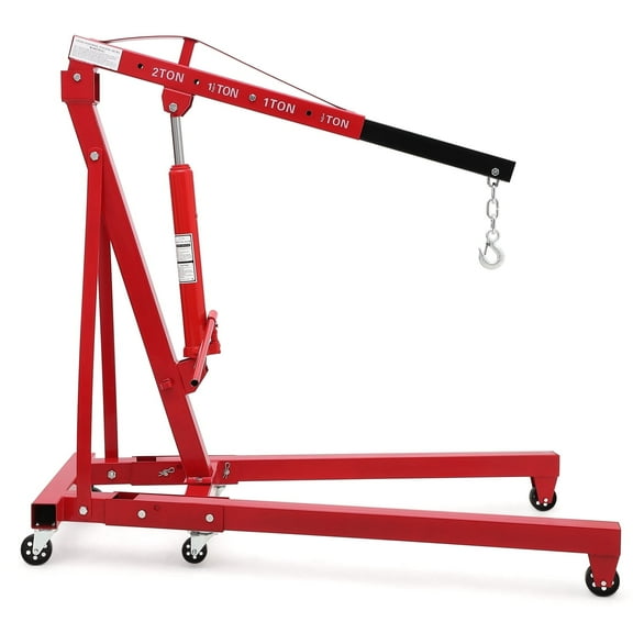 Riedhoff Hydraulic Engine Hoist, 2 Ton Max, Cherry Picker, 4400 lbs, No Lever,  Red