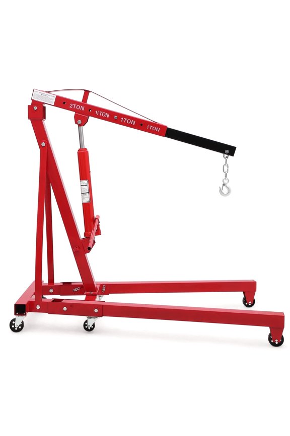 Hydraulic Engine Hoist, 2 Ton Capacity, Folding Design, Red, 4400 lbs, 16621016360