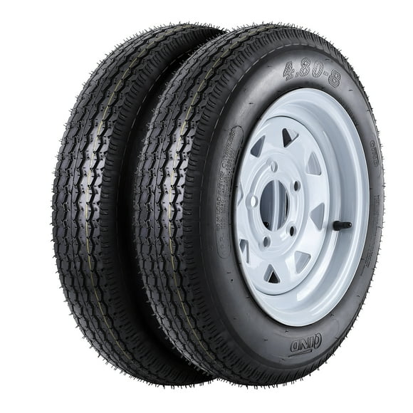 Wildbreak Trailer Tires Rims 4.80/4.00-8, 4 Lug Rims, Load Range C, 6 PR, 2 Pack, Black