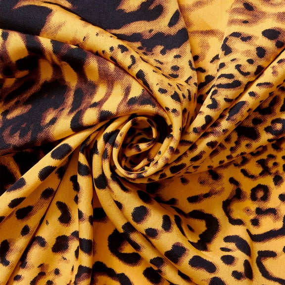 Wildcat Crepe De Chine Print Fabric Orange Sheer Polyester 57" By The Yard