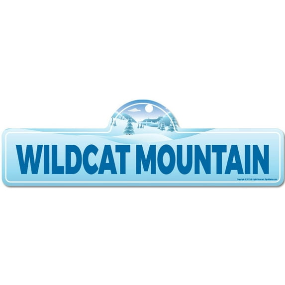 Wildcat Mountain Street Sign | Indoor/Outdoor | Skiing Skier Snowboarder Décor for Ski Lodge Cabin Mountian House | SignMission personalized gift