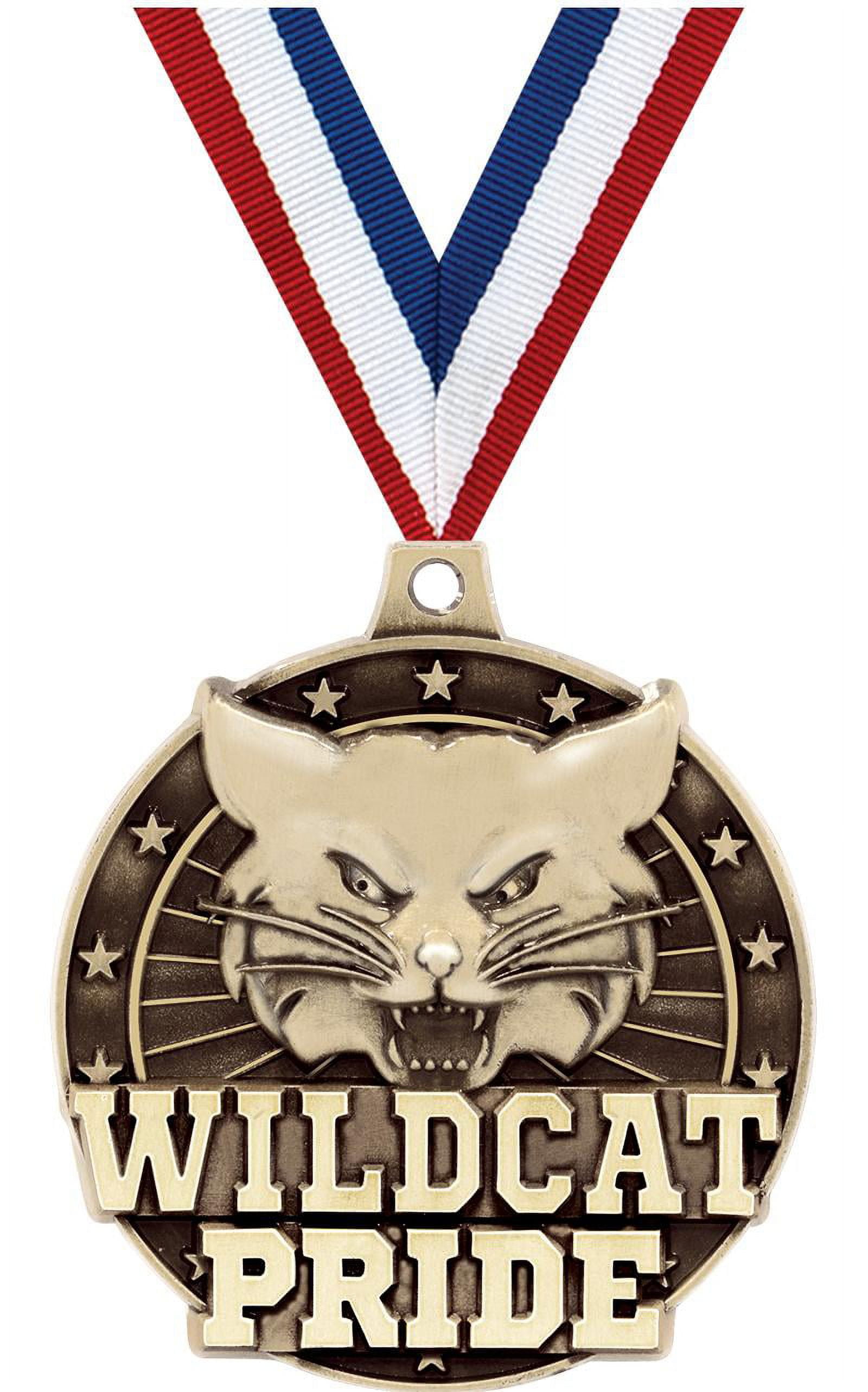 Wildcat Pride Medals, 2" Gold Diecast Wildcat Pride Medal Award 5 Pack