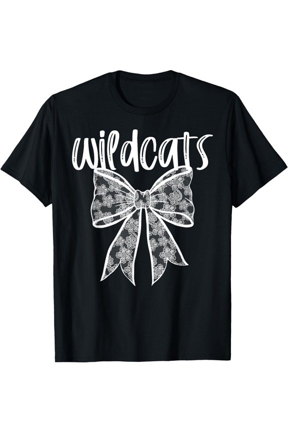 Wildcats Coquette Aesthetic Girly Team Mascot Lace Bow T-Shirt, Unisex T-Shirt