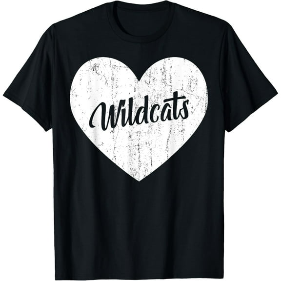 Wildcats School Sports Fan Team Spirit Mascot Heart Gift T-Shirt