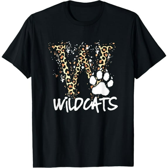Wildcats Spirit Bold Letter W and Paw Print T-Shirt
