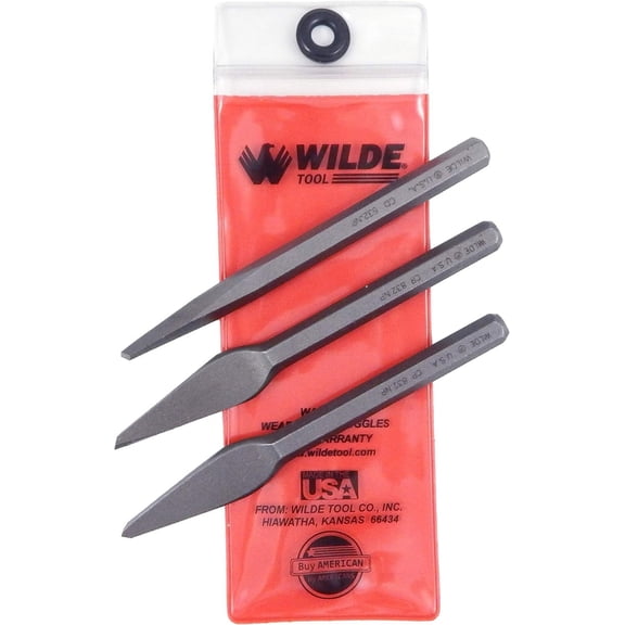 Wilde 3Pc 5/32 1/4In Cape Round Chisel Set W Pouch MADE IN