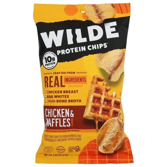Wilde Chicken Chips, Chicken Waffles Snack, 2.25 oz Bag
